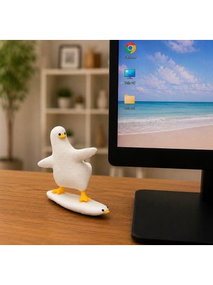 Msv Studio 3d Mini Ofis Arkadaşları – Sörf Yapan Ördek Dekoratif Masaüstü Figür