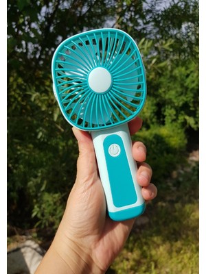 Brokoli Home Mini Fan USB Şarjlı Mini El Fanı Taşınabilir Vantilatör 3 Kademeli Sessiz Fan Telefon Tutuculu Mavi