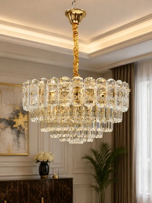 LED Yeni Model 50 cm Kristal Lüx Salon Avize Gold Renk Ithal Model