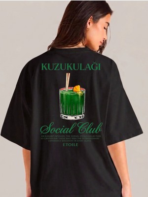 Etoile Studio Kuzukulağı Cocktail Grafik Baskılı Beyaz Oversize Pamuklu Unisex T-Shirt Tişört