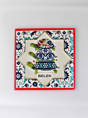 Mundy Belek Temalı Polyester Kabartmalı Kaplumbağa Desen Magnet  7 x 7 cm – Dekoratif Hediyelik Buzdolabı Süsü  (KOD:1174)