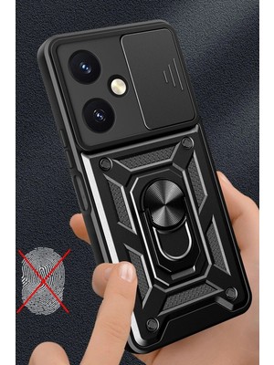Colezium Vivo Y27 Kılıf Pars Lens Yüzüklü  - Kırmızı