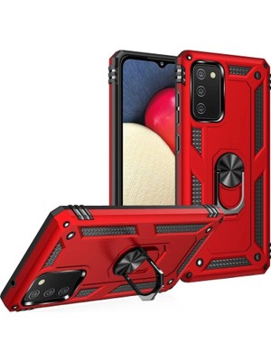 Colezium Galaxy A03S Kılıf Sofya Yüzüklü  Kapak - Kırmızı