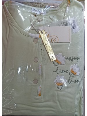 Modal Patlı Uzun Kol Pijama Takımı Flz 89-51