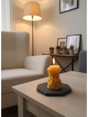 AY IŞIĞI MUMLARI Gül Tasarımlı Hediyelik Dekoratif Kavun Kokulu Parafin Wax Mum (Sarı Renkli)