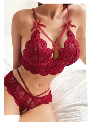 Beruflic Özel Bölgesi Açık Seksi Bustiyerli Sütyen Külot Takım