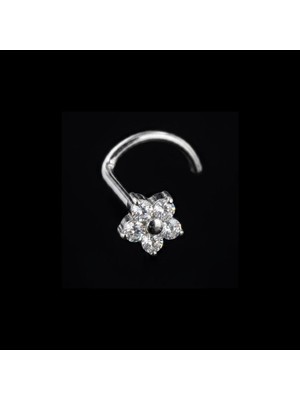 Rupen Kraft %100 G23 Titanyum Zirkon Taşlı Çiçek Model Hızma Piercing