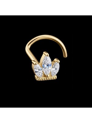 Rupen Kraft %100 G23 Titanyum Zirkon Taşlı Üç Markiz Model Hızma Piercing