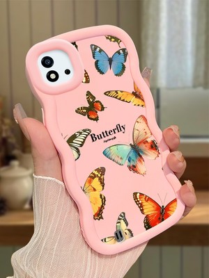 HONTINGA Realme C20 Uyumlu Kılıf Düşüme Önleyici Basitlik Anti Düşme Kamera Koruyucu Basit Pembe Yumuşak Silikon Couple Telefon Kılıfı Kelebek Desen K9-0191