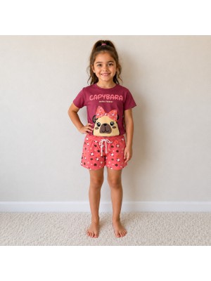 Utaher Miniwear Kız Çocuk Kapybara Desenli Şortlu Takım