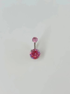 DS LLC Ieg - Pembe Taşlı Göbek Piercing Dsllc-Ilkelgym1