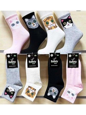 Efem İç Giyim Fantastik Kedi Desenli Kolej Çorap 12'li Paket