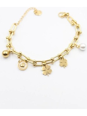 My Best Store Ieg - Charm Tfn Zincir Bileklik - Altın