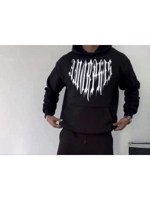 Hsc Bilişim Uzun Kol Kapüşonlu Baskılı Sweatshirt - Siyah -