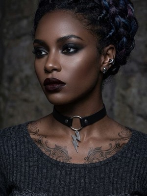 Feronnucci Deri Choker Yıldırım Kolye | Punk Gotik Boyunluk | Kadın Rock Stil Kolye | Ayarlanabilir Siyah Choker | Trendy Takı Çok Renkli