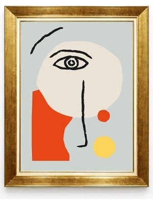 Tablore Minimalist Soyut Göz Çizgisel Bohem Tarz Gold Çerçeveli Modern Duvar Tablosu