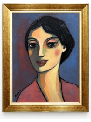 Tablore Modern Sanat Kadın Portresi Altın Varak Çerçeveli Salon Duvar Tablosu