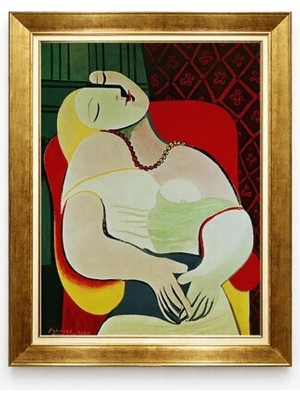 Tablore Pablo Picasso Rüyalar (The Dream) Ünlü Ressam Altın Çerçeveli Salon Tablosu