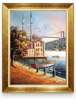 Tablore Istanbul Ortaköy Camii Yağlı Boya Görünümlü Kanvas Tablo