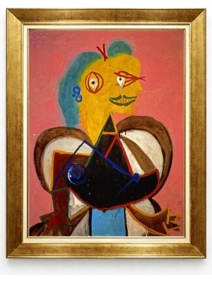 Tablore Modern Kübist Picasso Tarzı Kadın Portresi Kanvas Salon Tablosu