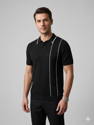 Centilmen Xınt Erkek Polo Yaka Çizgi Detaylı Kısa Kollu Triko T-Shirt 801887