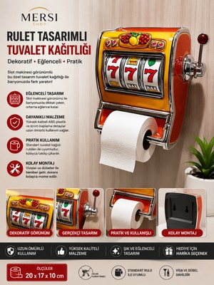 Mersi Shop Rulet Tasarımlı Tuvalet Kağıtlığı – Dekoratif Slot Makinesi Görünümlü Wc Kağıt Tutucu