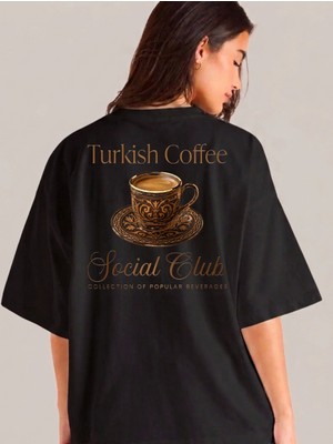 Etoile Studio Cocktail Grafik Baskılı Beyaz Siyah Oversize Pamuklu Unisex Tişört Sokak Stili T-Shirt