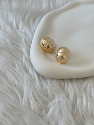 Revoia Dokulu Oval Form Gold Küpe