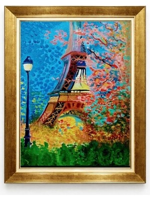 Tablore Bahar Temalı Paris Eyfel Kulesi Çerçeveli Salon Duvar Tablosu