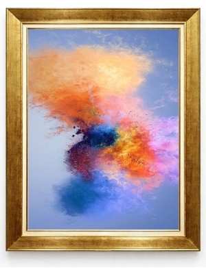 Tablore Soyut Renkli Toz Patlaması Modern Sanat Altın Çerçeveli Salon Tablosu