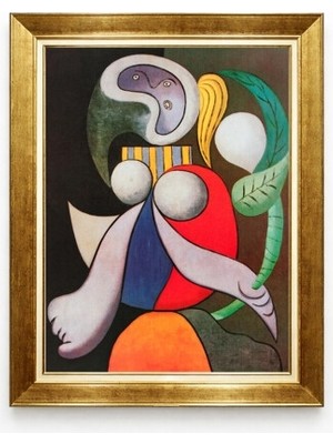 Tablore Altın Varak Çerçeveli Kübik Soyut Kadın Figürlü Modern Sanat Salon Tablosu
