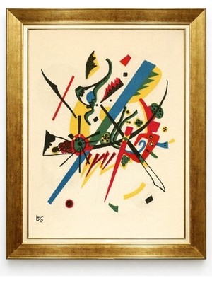 Tablore Kandinsky Tarzı Geometrik Soyut Sanat Altın Çerçeveli Modern Salon Tablosu