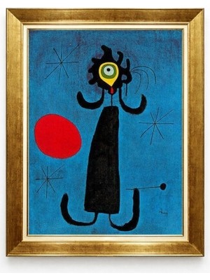 Tablore Joan Miro Tarzı Sürrealist Soyut Çerçeveli Tablo Modern Salon Duvar Dekoru