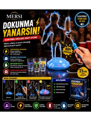 Mersi Shop Dokunma Yanarsın Shot Oyunu Elektrikli Refleks Parti Oyunu 23 cm