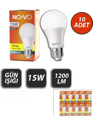 İlkyaz Fashion 10 Adet 15W Gün Işık LED Ampul 1200LM 3000K 15.000 Saat Ömür (4887)