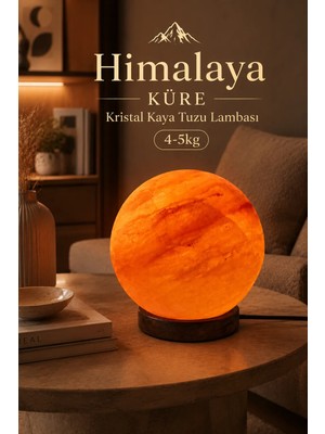 Himalaya Küre Kaya Tuzu Lambası 4-6kg- Yuvarlak Model  Gece Lambası-Açma Kapama Anahtarlı