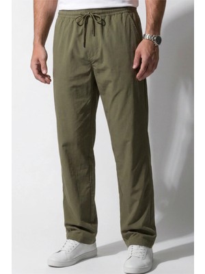 Veleno Erkek Haki Paraşüt Kumaş Oversize Ultra Hafif Pantolon Bol Paça Rahat Kalıp Günlük Spor