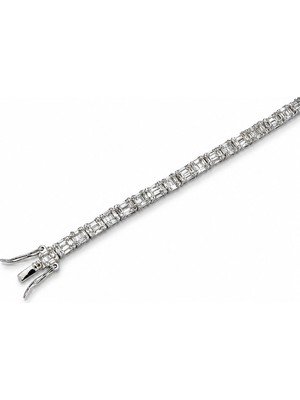 Desing 925 Ayar Gümüş Baget Taşlı Su Yolu Bileklik 14 gr