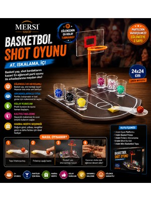 Mersi Shop Basketbol Tasarımlı Shot Bardak Oyunu Parti Eğlence Oyunu 24X24 cm