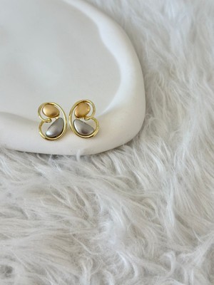 Revoia Asimetrik Mineli Gold Küpe