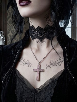 Feronnucci Unisex Haç Kolye Çelik Zincir  Minimal Cross Necklace