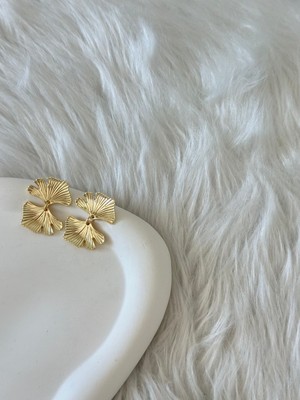 Revoia Gingko Yaprak Gold Küpe
