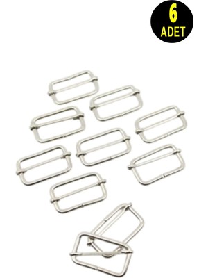 Usin 6 Adet 2 cm Lik Metal Gümüş Çanta Sapı Kemer Dar Kolon Kumaş Boy Ayar Tokası Klipsi