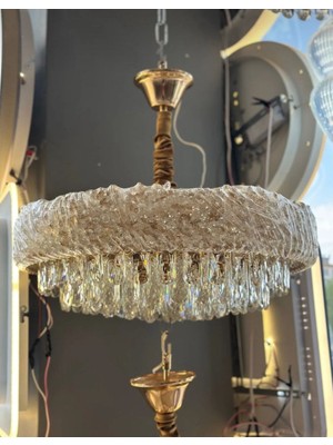 LED Yeni Model 50 cm Kristal Lüx Salon Avize Gold Renk Ithal Model