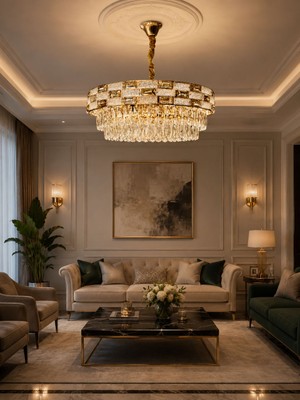LED Yeni Model 50 cm Kristal Lüx Salon Avize Gold Renk Ithal Model