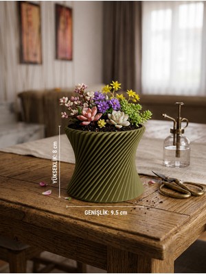 Triora Design Twist Mini Saksı 8 cm Dekoratif Sukulent ve Kaktüs Saksısı Modern 3D Tasarım Pla