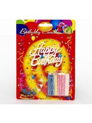 Ata Store Rengarenk Mumlu Beyaz Happy Birthday Yazılı Doğum Günü Mumu 12 Adet