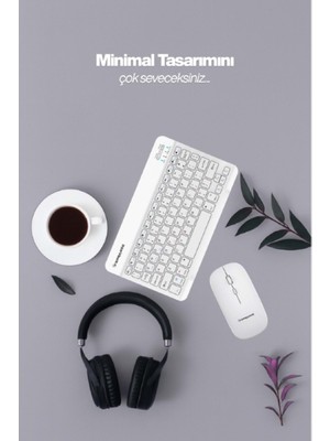 Artcrelier Beyaz Kablosuz Klavye ve Mouse Seti