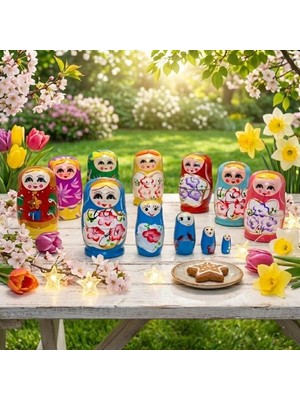 Selfbuysell 5'li Ahşap Matruşka
