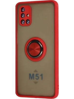 Colezium Galaxy M51 Kılıf Montreal Yüzüklü  Kapak - Kırmızı